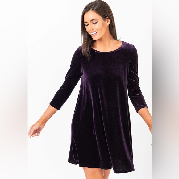Agnes & Dora Velvet Swing Tunic Dress in Deep Purple Women’s size XS - Picture 1 of 8